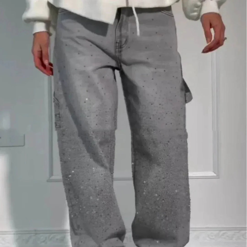 Shiny Wide-Leg Street Jeans With Pockets - ZA-Zola