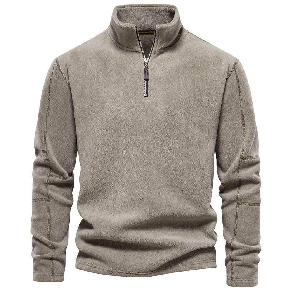 Men's Stand-Collar Fleece Sweatshirt - Winter Pullover - ZA-Zola