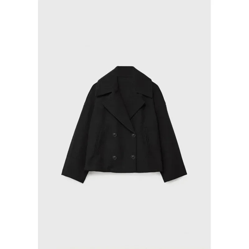 Double Breasted Wool Blazer Women Winter Coat - ZA-Zola