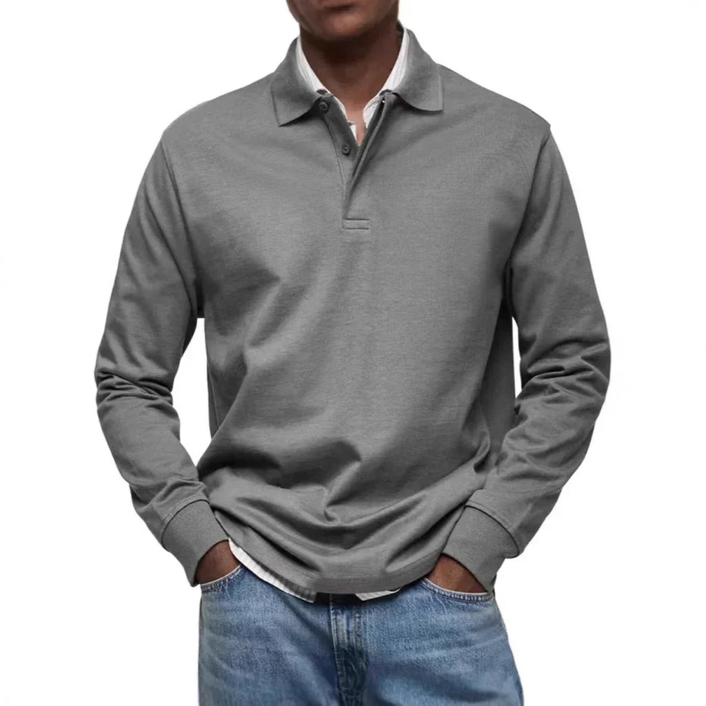 Men’s Casual All-Matching Long Sleeve Button Shirt – Solid Cotton Blend Regular Fit