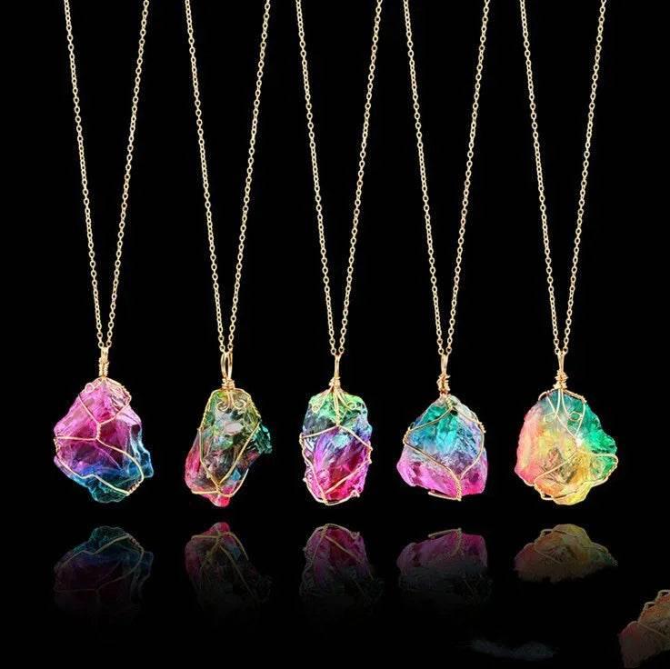 Seven-Color Natural Stone Crystal Pendant - ZA-Zola
