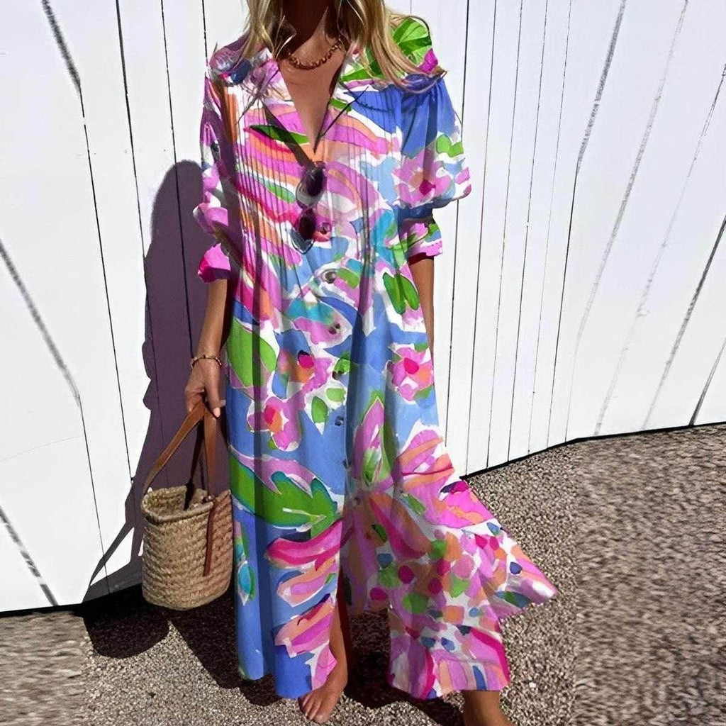Printed Casual Pullover Dress – Commute Chic - ZA-Zola