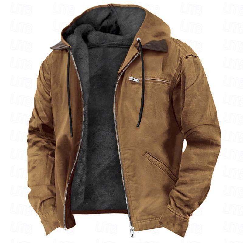 Men’s Fleece Jacket Winter Coat | Warm Hooded Zip-Up - ZA-Zola