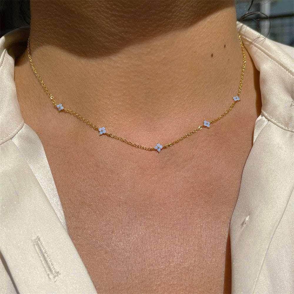 Ins Style Blue Flower Necklace – Summer Beach Chic - ZA-Zola
