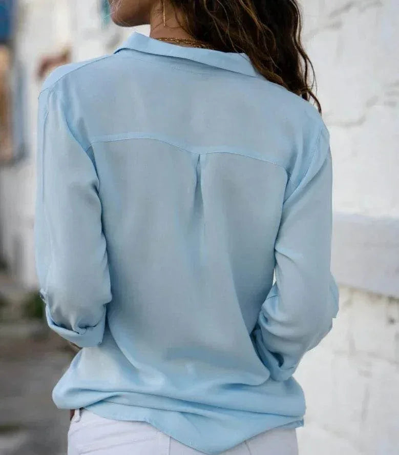 Long Sleeve Cotton Lapel Button Shirt - ZA-Zola