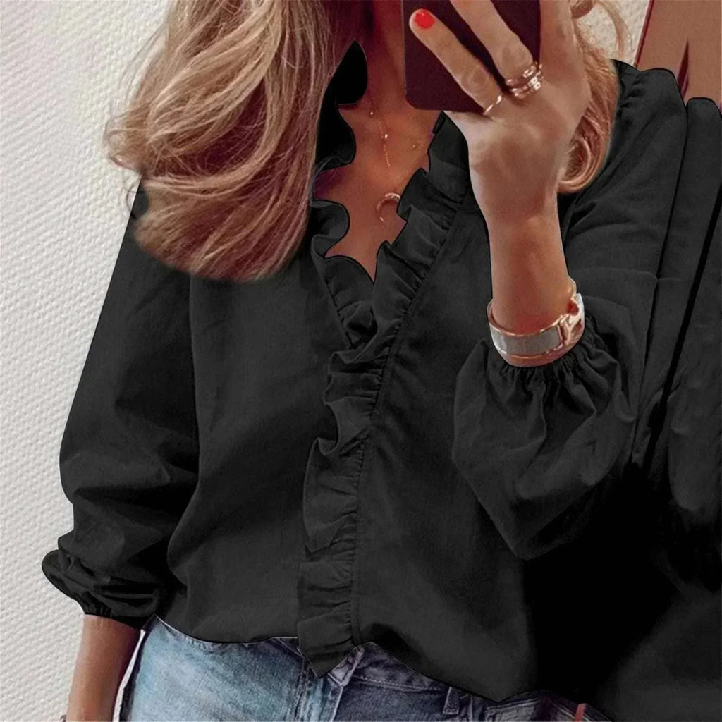 Ruffled Long Sleeve Shirt for Women - ZA-Zola