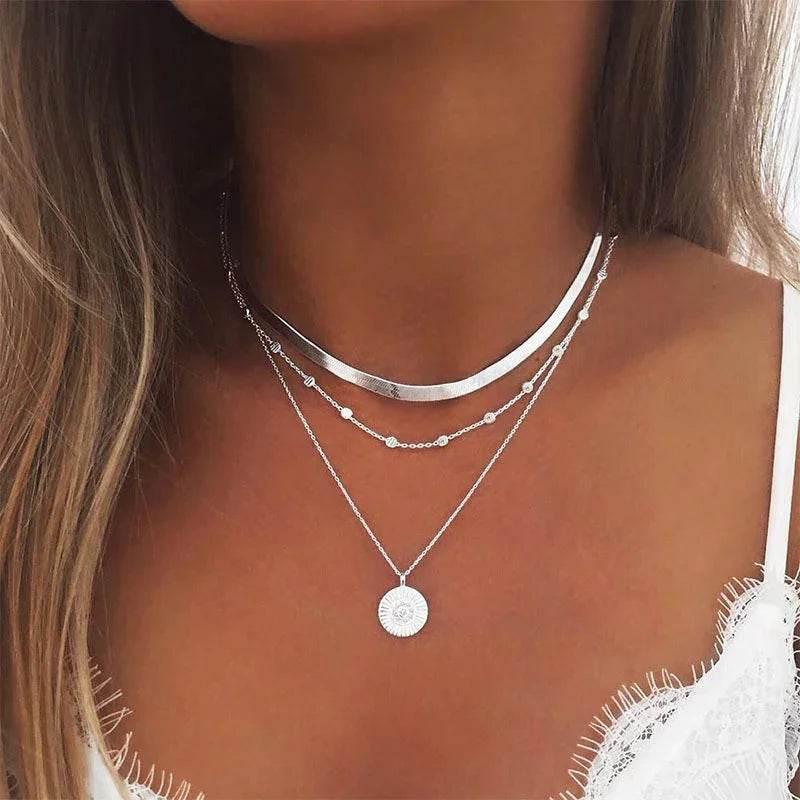 Multi-Layer Lotus Pendant Necklace for Women - ZA-Zola