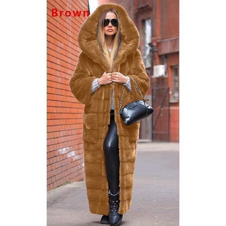 Long Plush Women's Coat – Thickened Faux Fur Winter Jacket - ZA-Zola