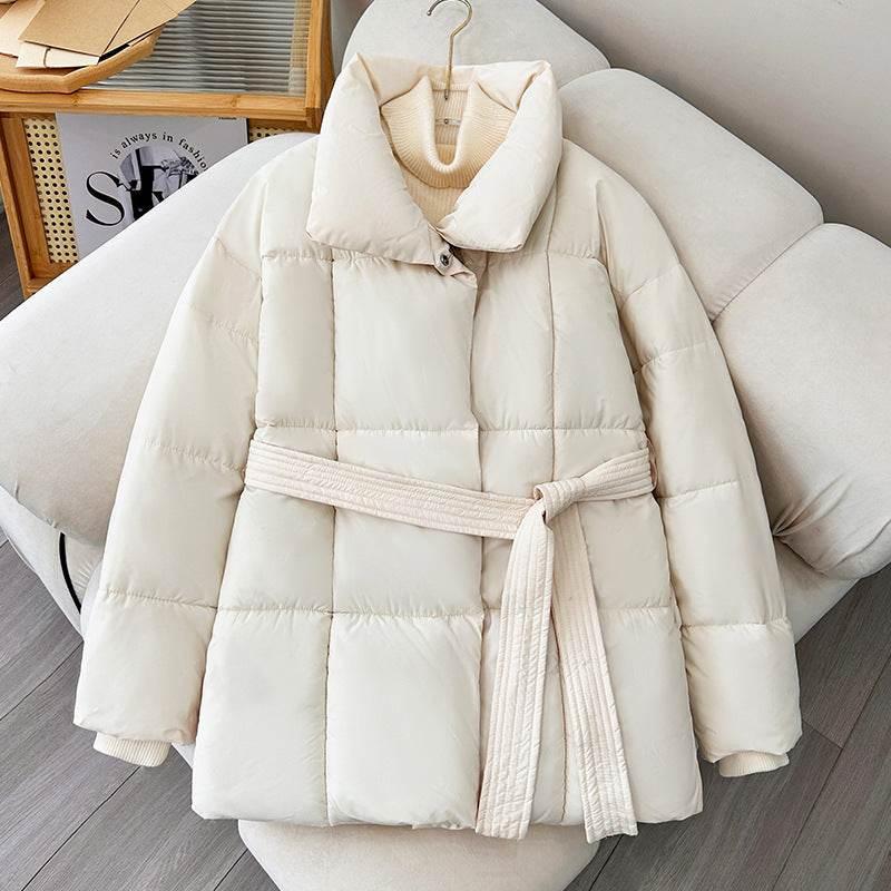 Winter Plaid Lapel Coat for Women | Lace-up Thick Warm Jacket - ZA-Zola