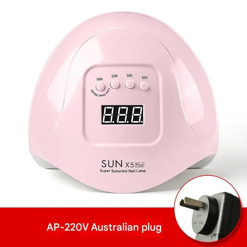Pink SUN X5 Plus LED nail lamp with digital timer and Australian plug, 220V