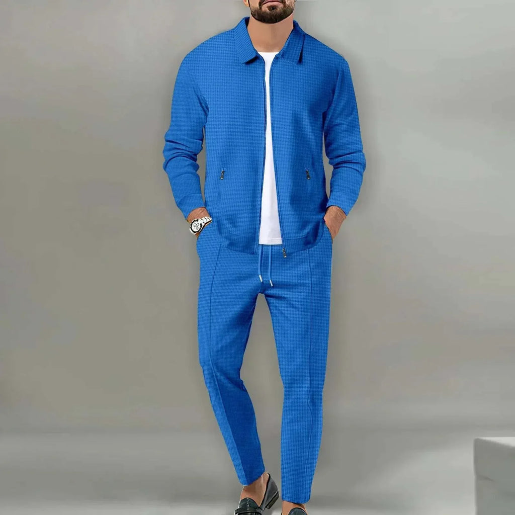 Men’s Slim Fit Jacket Set – Zipper Pocket Lapel Suit - ZA-Zola