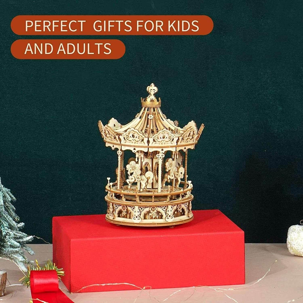 Robotime Rokr 3D Wooden Puzzle Music Box – DIY Carousel Kit - ZA-Zola