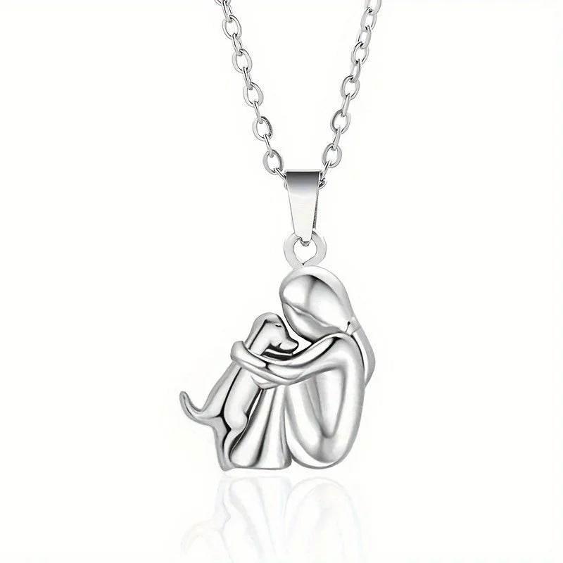 Girl and Dog Hug Necklace – Pet Love Jewelry Gift - ZA-Zola