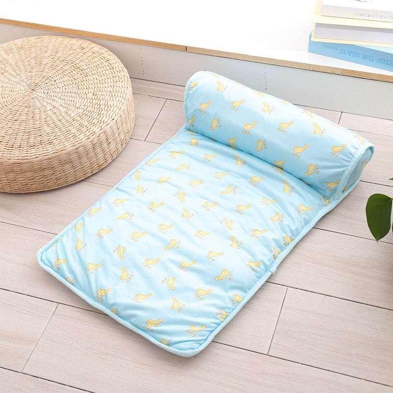 Ice Silk Pet Cooling Mat with Pillow – Summer Soft - ZA-Zola