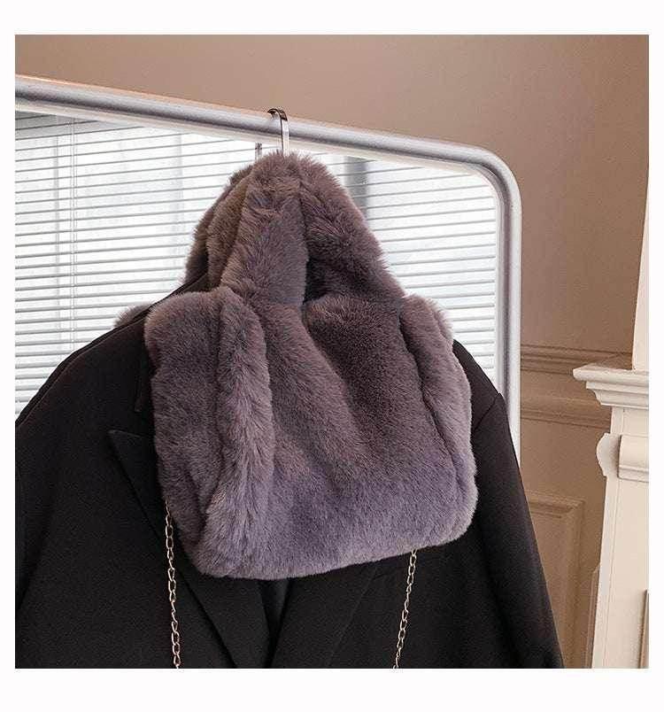 Winter Chain Plush Handbag | Trendy Tote Bag for Women - ZA-Zola