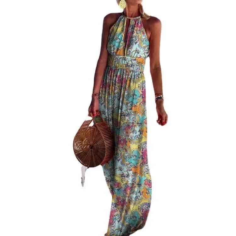 Sexy Round Neck Halter Backless Summer Dress - ZA-Zola