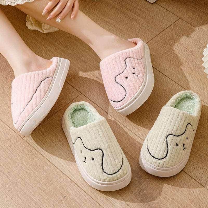 Striped Cat Slippers – Cozy Plush Indoor Footwear - ZA-Zola