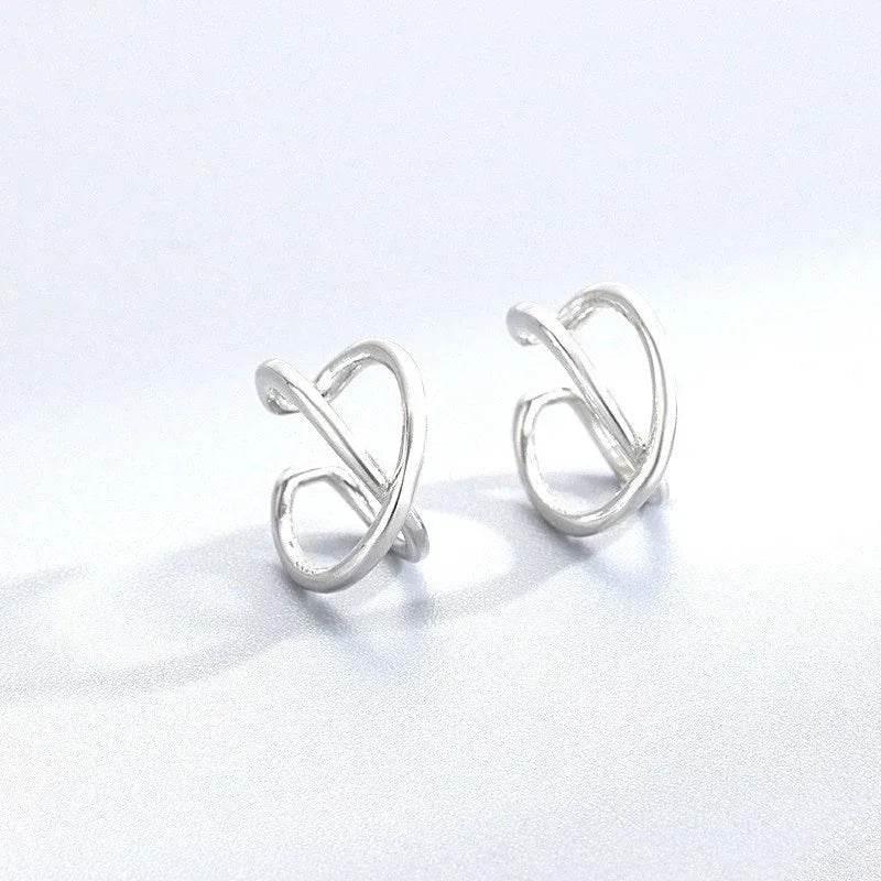 S925 Geometric Cross Ear Clip – Korean Style Jewelry - ZA-Zola