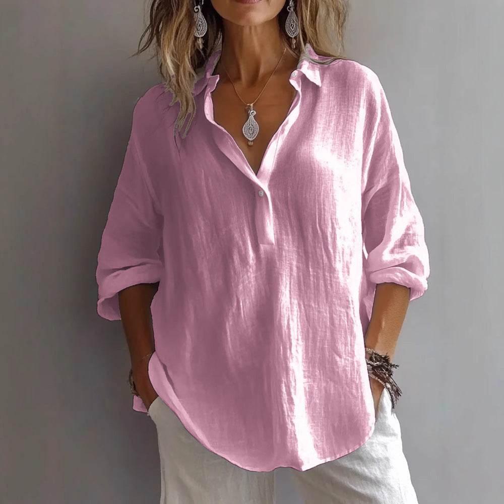 Lapel Pullover Shirt – Women’s Long Sleeve - ZA-Zola