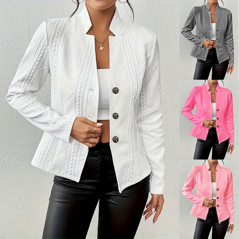 Stand Collar Slim Office Blazer | Women Outerwear