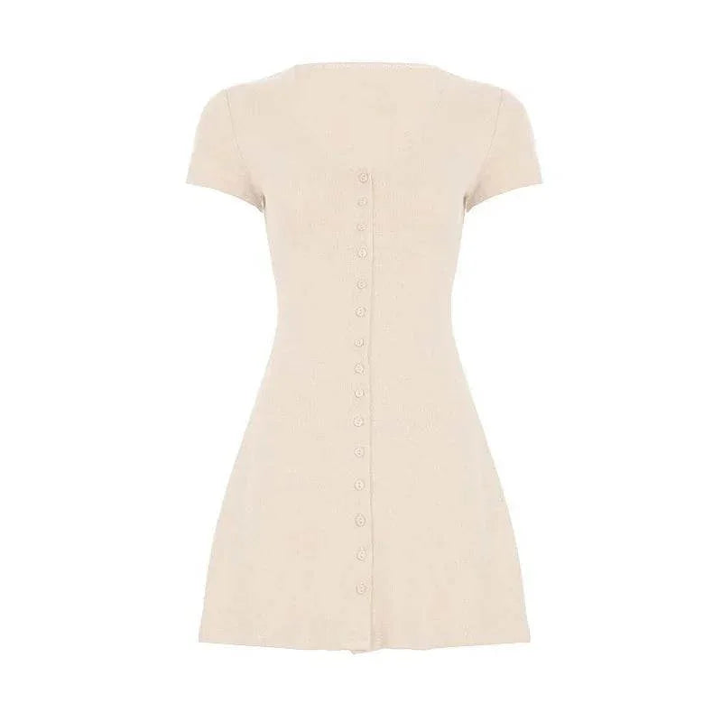 French Romantic A-Line Knitted Short Dress - ZA-Zola