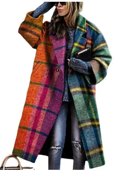 Dragon Phoenix Print Coat for Women – Woolen Long Lapel Jacket - ZA-Zola