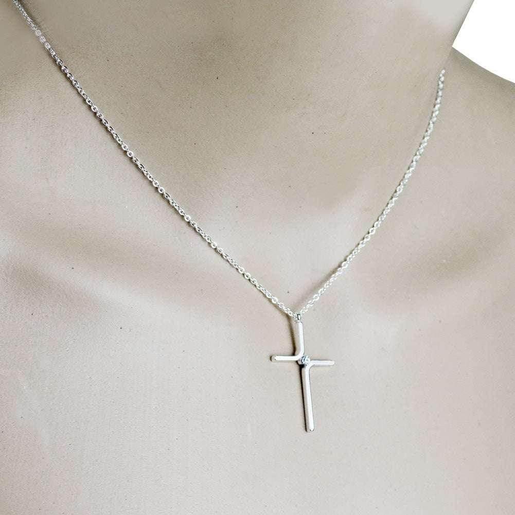 Simple Titanium Cross Pendant Necklace – Women - ZA-Zola