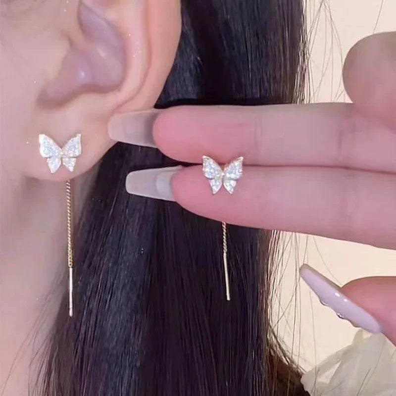 925 Silver Butterfly Tassel Earrings – Shop Now! - ZA-Zola