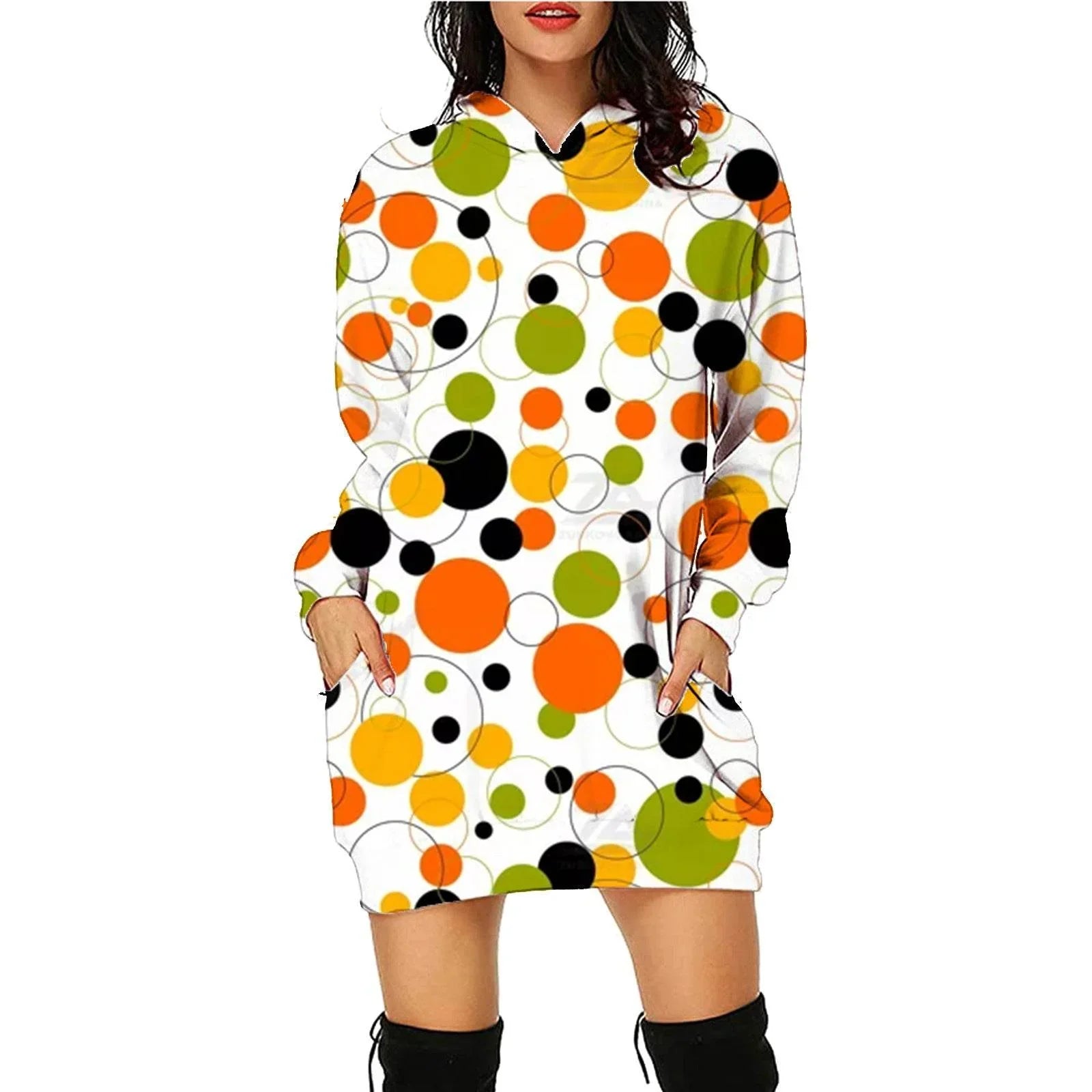 Halloween Print Hoodie Dress | ZA-Zola Women’s - ZA-Zola