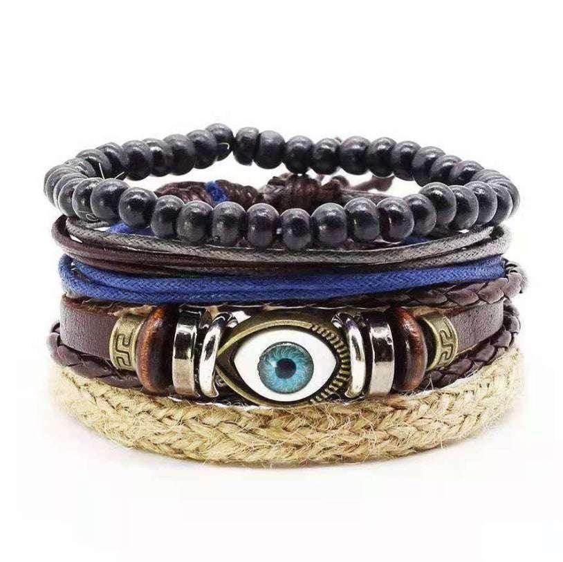 Men’s Vintage Braided Leather Bracelet - ZA-Zola