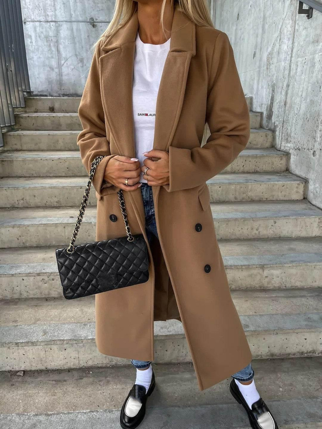 Women’s Double-Breasted Lapel Jacket With Belt Winter Coat - ZA-Zola
