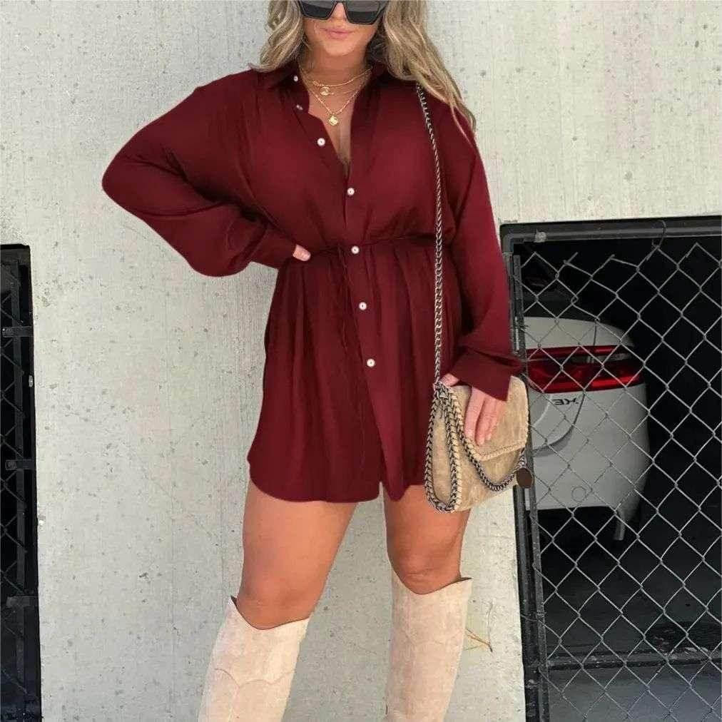 Long Sleeve Button Shirt Jumpsuit Women - ZA-Zola