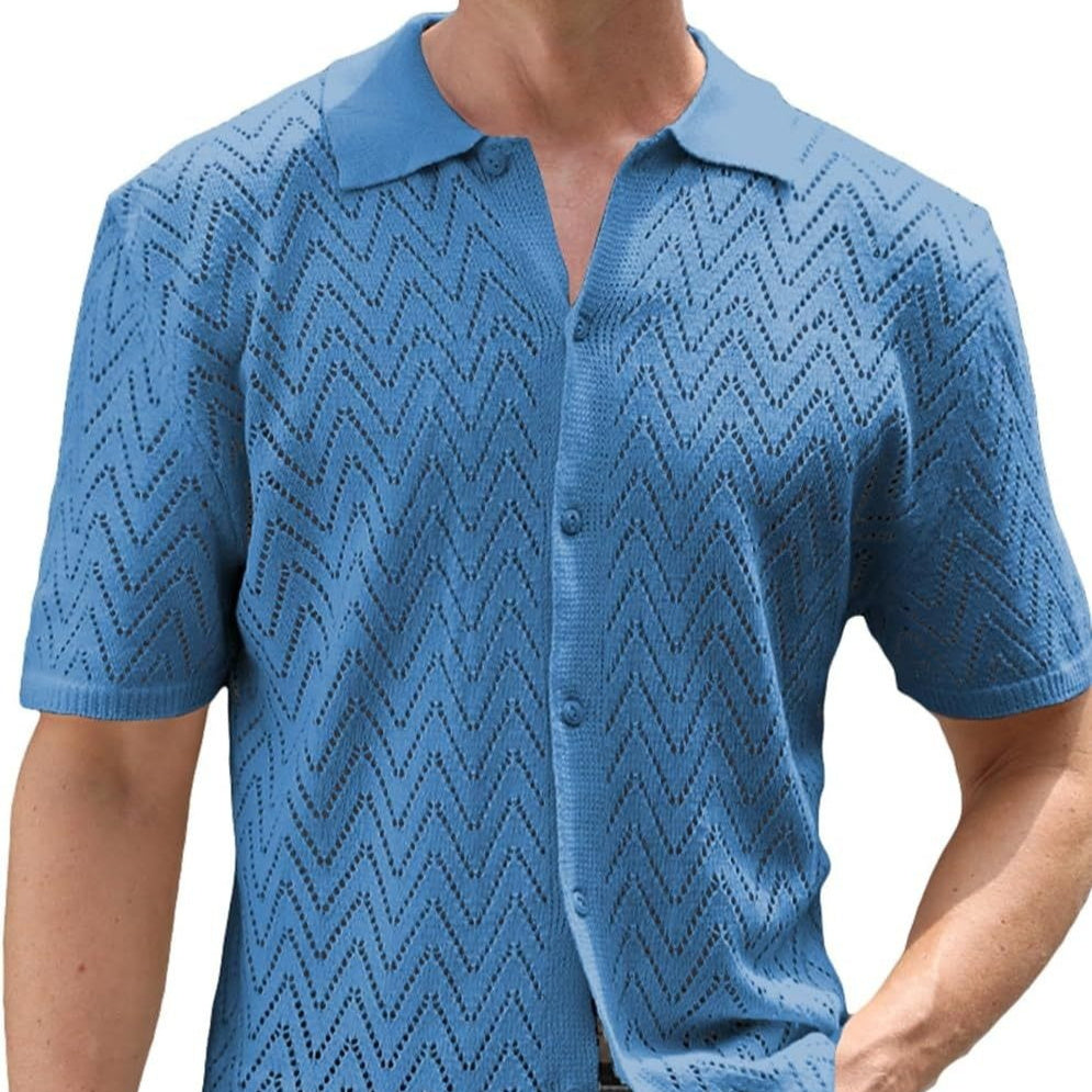 Men’s Summer Hollowed Leisure Short Sleeve Shirt