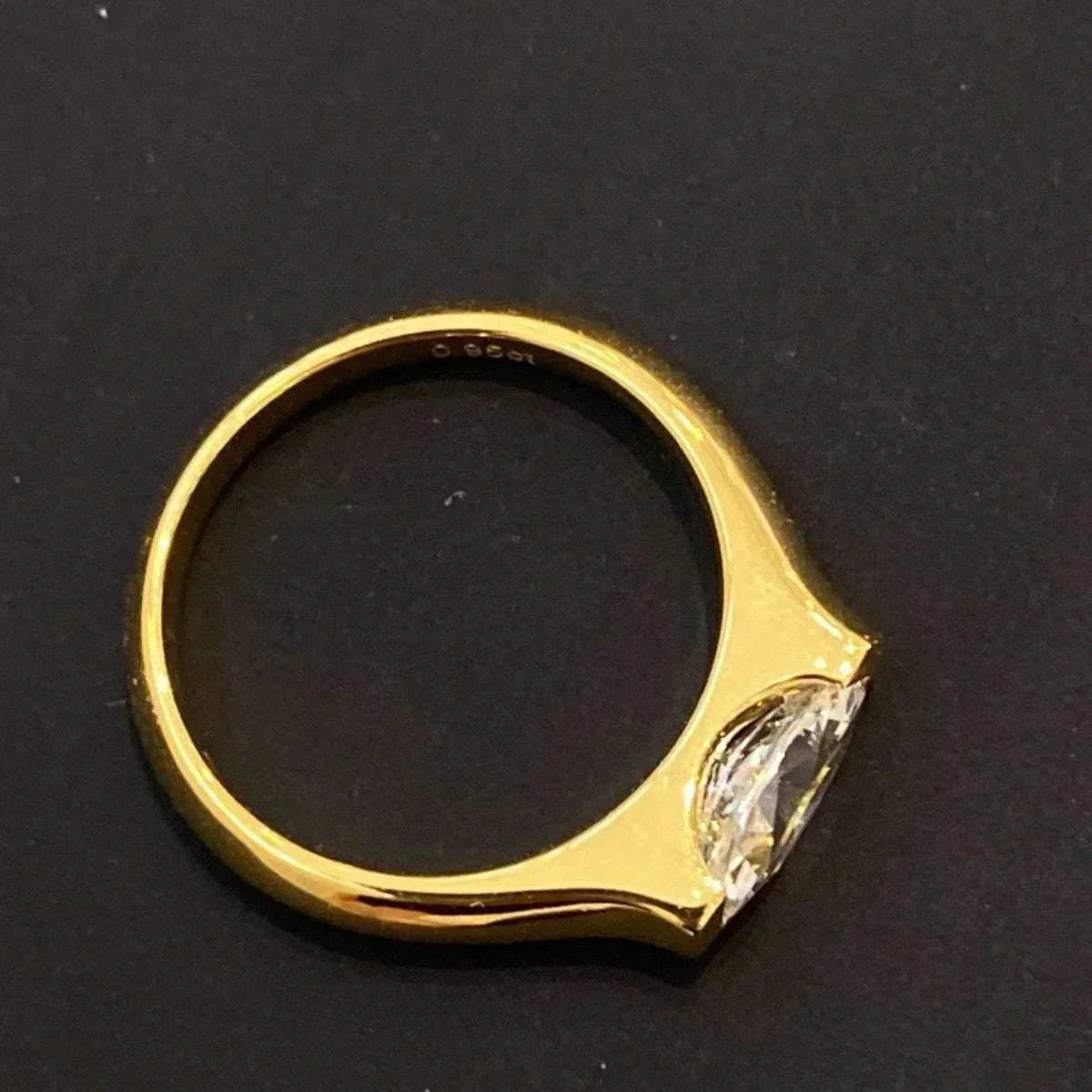 Simple Horse Eye Diamond Couple Ring - ZA-Zola