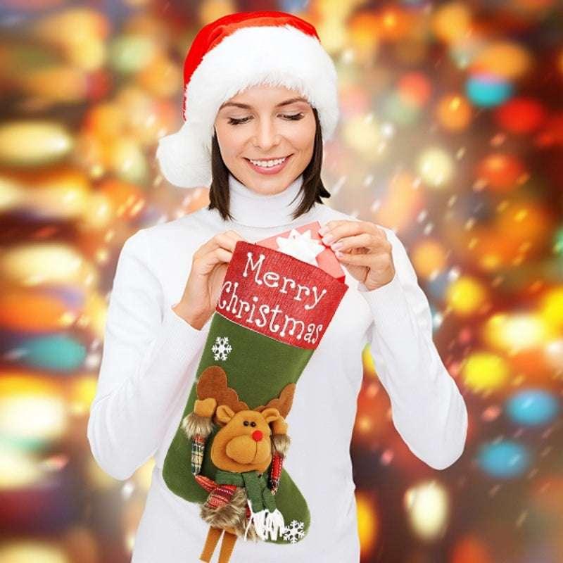 Christmas Big Stockings 3D Plush Xmas Decoration Set - ZA-Zola