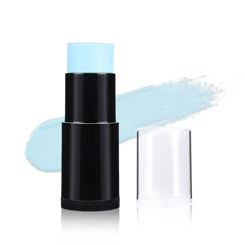 Black cosmetic stick with blue top on a white background