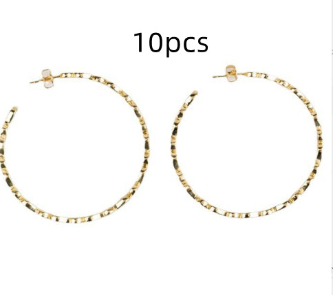 Gold hoop earrings with '10pcs' text on a white background
