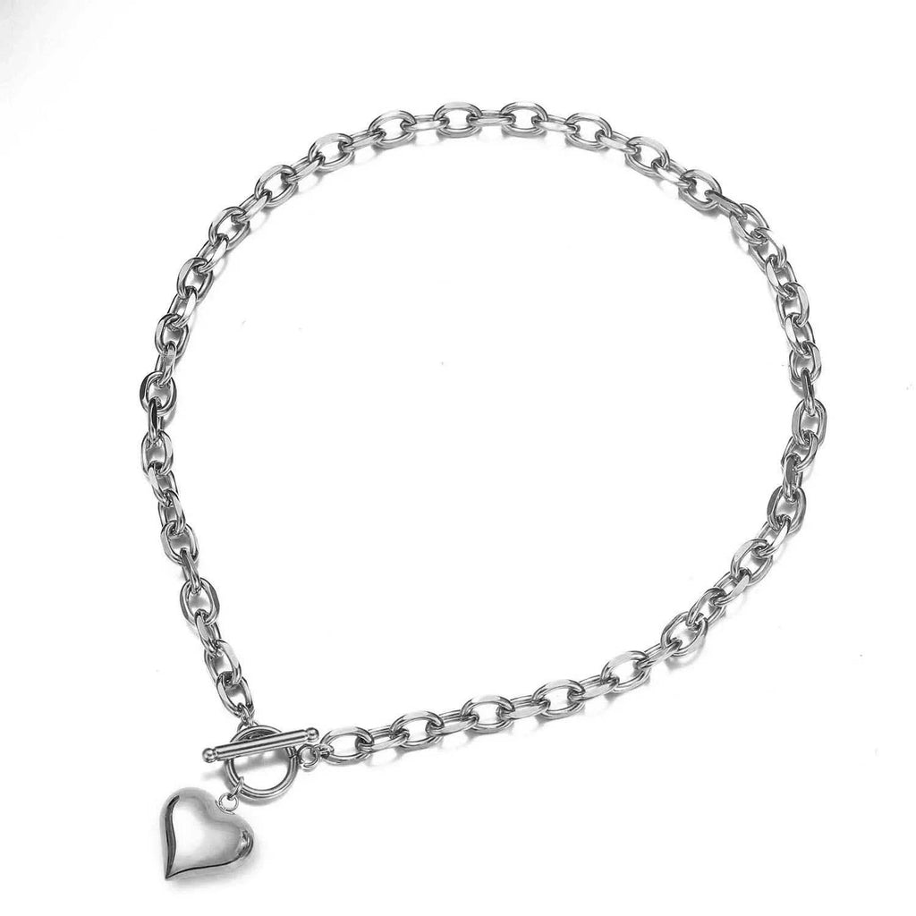Trendy Punk Heart Pendant Necklace - Buy Now in Steel & Gold - ZA-Zola