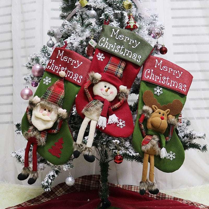 Christmas Big Stockings 3D Plush Xmas Decoration Set - ZA-Zola