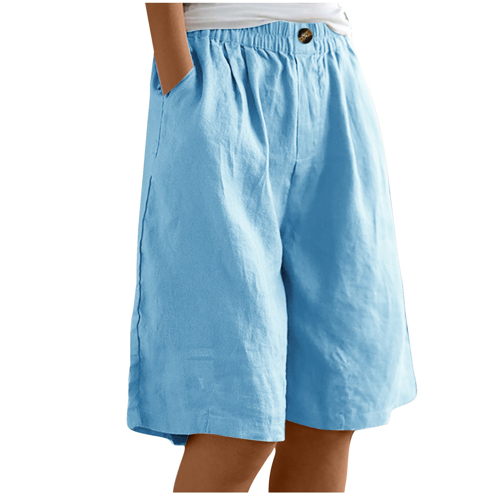 Light blue shorts on a white background