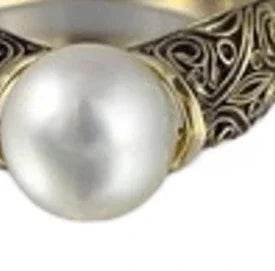 Gold Pearl Inlay Ring for Women | Elegant Geometry - ZA-Zola
