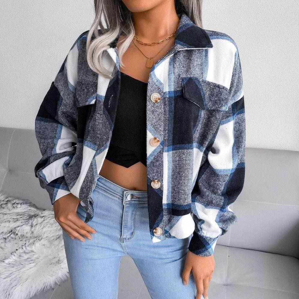 Plaid Lapel Cropped Jacket – Shop Now! - ZA-Zola