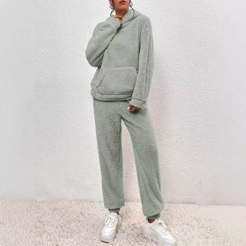 Winter Plush Pajama Set for Women | Warm Hooded Loungewear - ZA-Zola