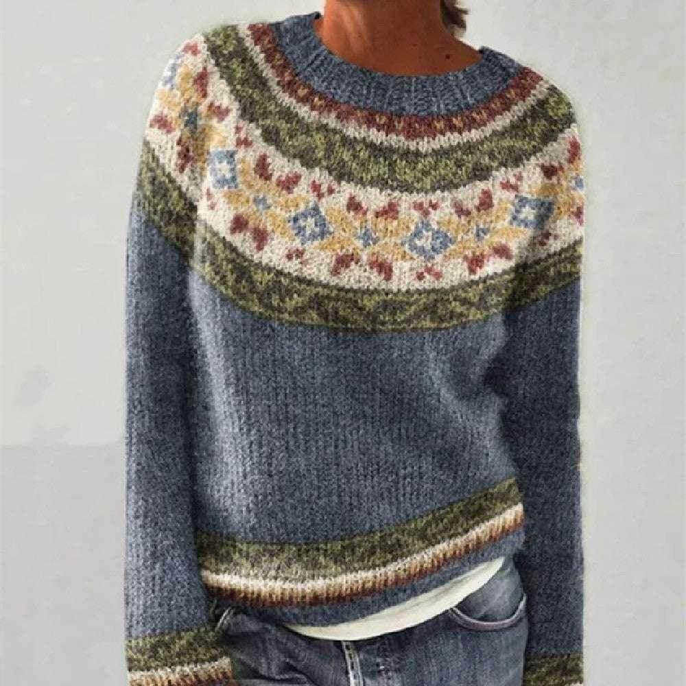 Women’s Sea Blue Pullover Sweater Top - ZA-Zola