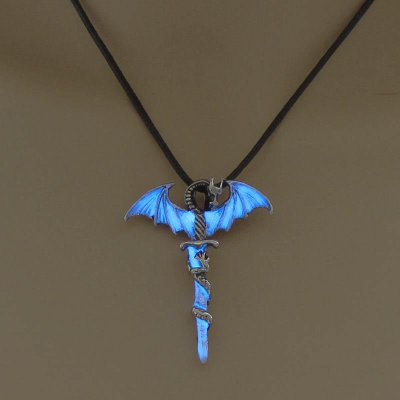 ZA-Zola Men’s Luminous Flame Dragon Necklace - ZA-Zola