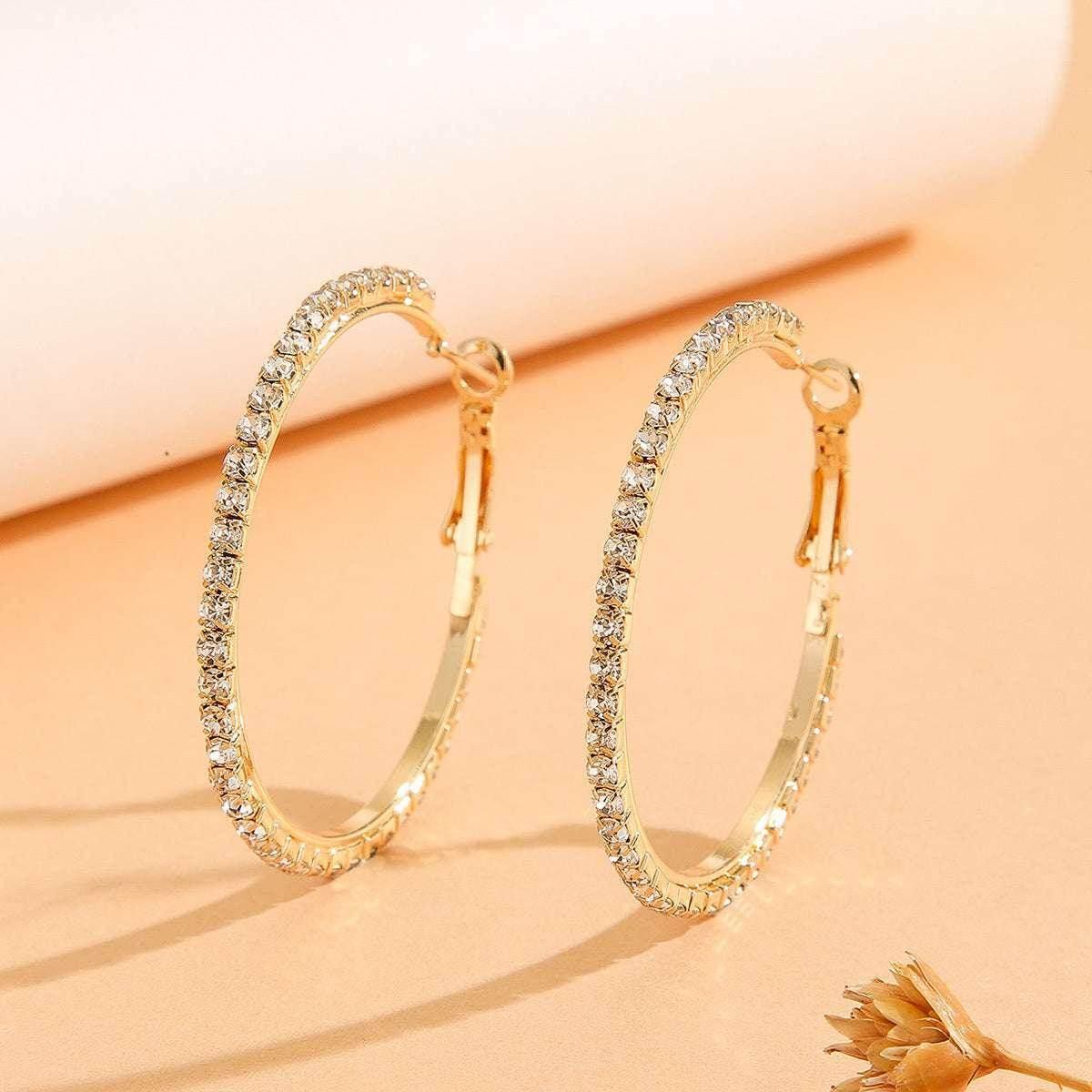 Princess Style Large Zircon Earrings – Gold Plated - ZA-Zola