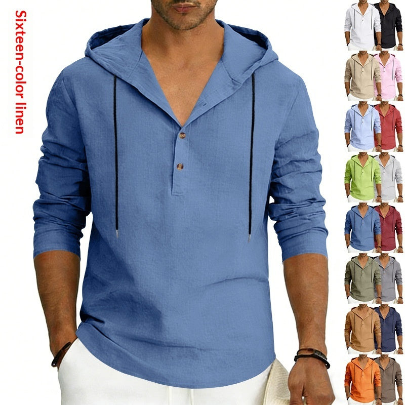 Blue hoodie with multiple color options displayed on a white background