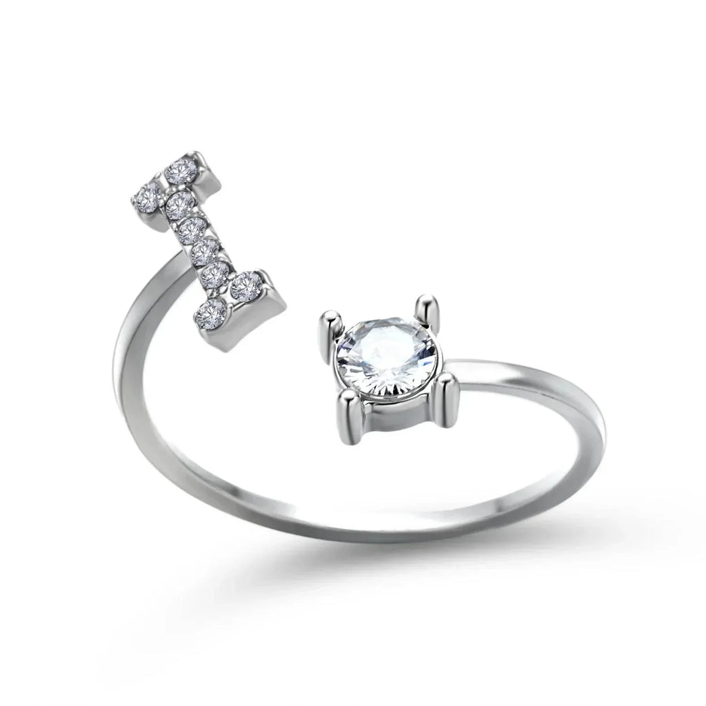 Adjustable A–Z Initial Ring for Women with Zircon - ZA-Zola