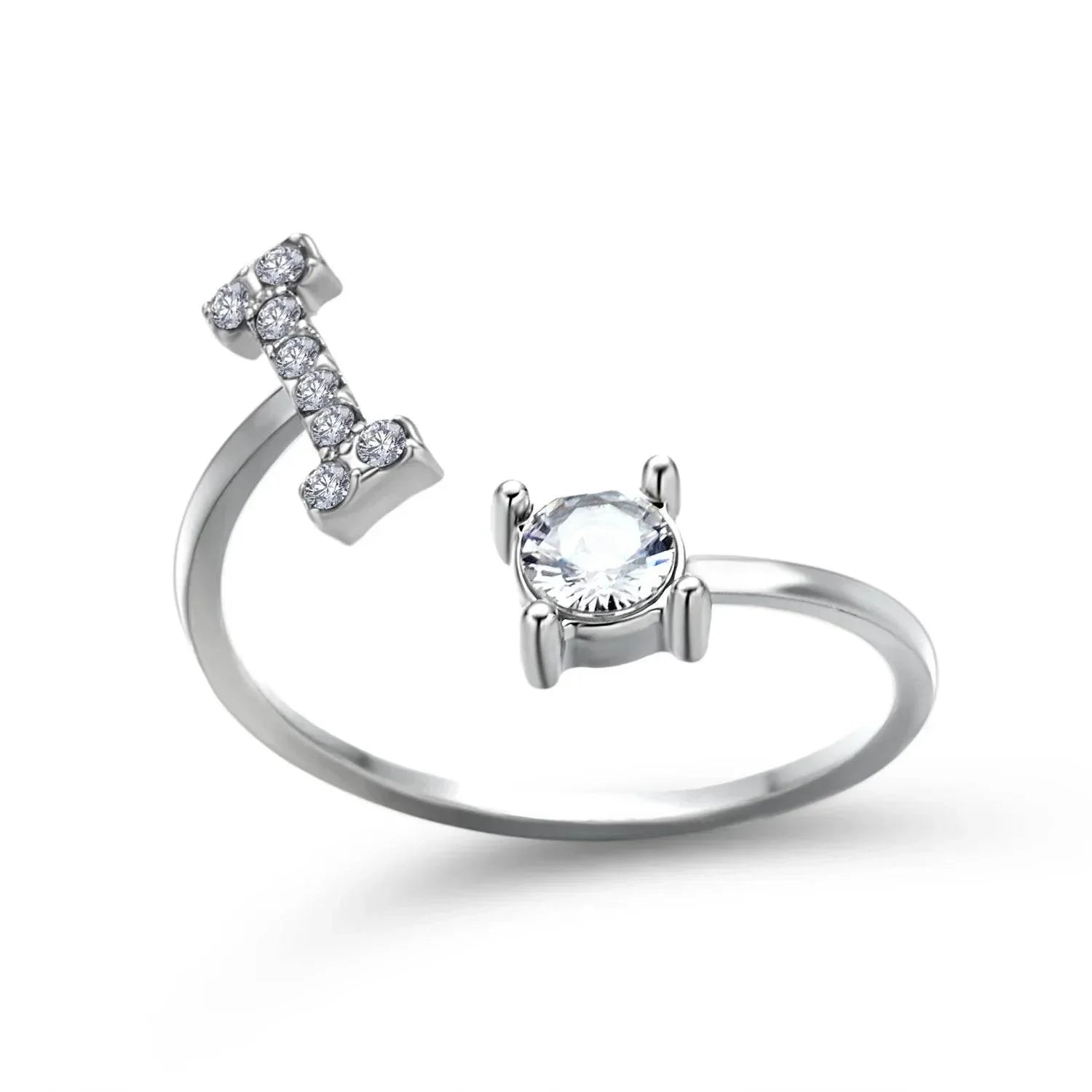 Adjustable A–Z Initial Ring for Women with Zircon - ZA-Zola