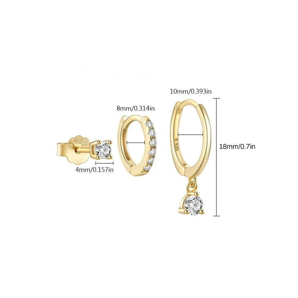 14K Brass Zircon Earrings Set – Chic & Stylish for Women - ZA-Zola